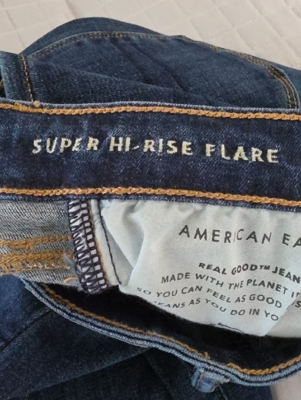 American Eagle Super Hi-Rise Flare Dark Wash Stretch Denim Womens Size 4 - Picture 10 of 10